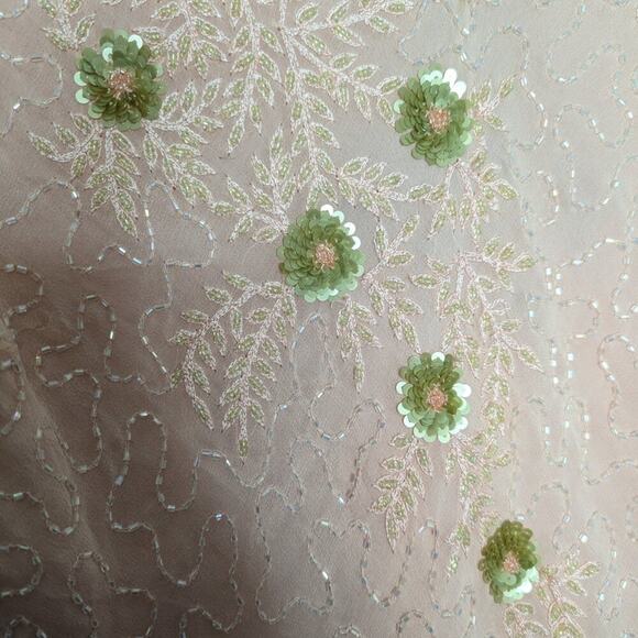 Adrianna Papell Studio Pink Short Sleeve Beaded Sequin V-Neck Evening Top 12 - Picture 8 of 13